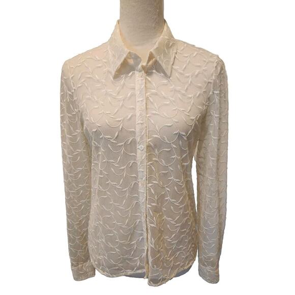 Ralph Lauren Women’s Cream Cop Copine Fairy Sheer Blouse Romantic Angel Small - Picture 1 of 5